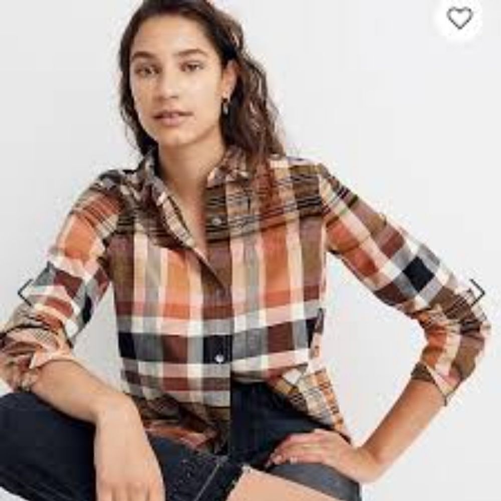 Madewell Classic Ex-Boyfriend Button Up Shirt in Seconda Plaid Size Large